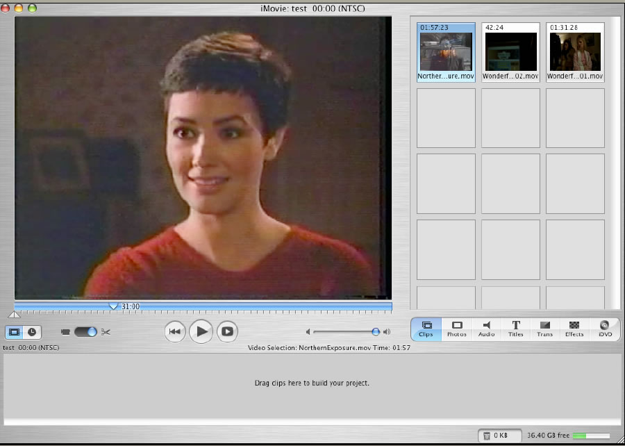 Editing interface for the Apple iMovie.